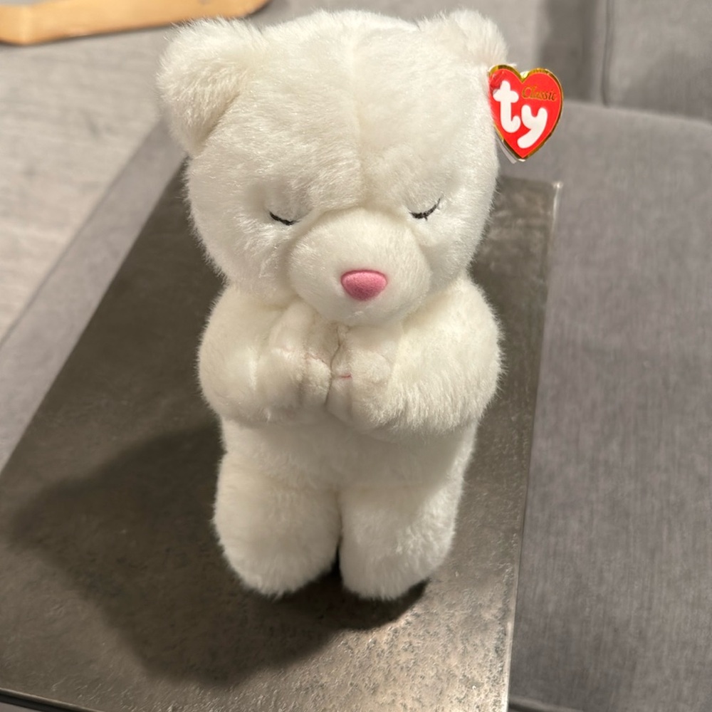 Ty Classic Blessings The White Bear Praying Pose Kneeling Bear 10"  25cm New